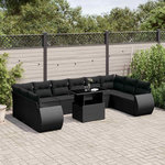 VIDAXL Salon de jardin 11 pcs avec coussins noir resine tressee