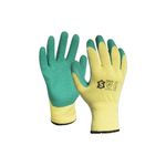 NOTRE SELECTION Sachet 12 paires de gants tricoté enduit en latex poignet bord cote jaune vert T10 7032E12