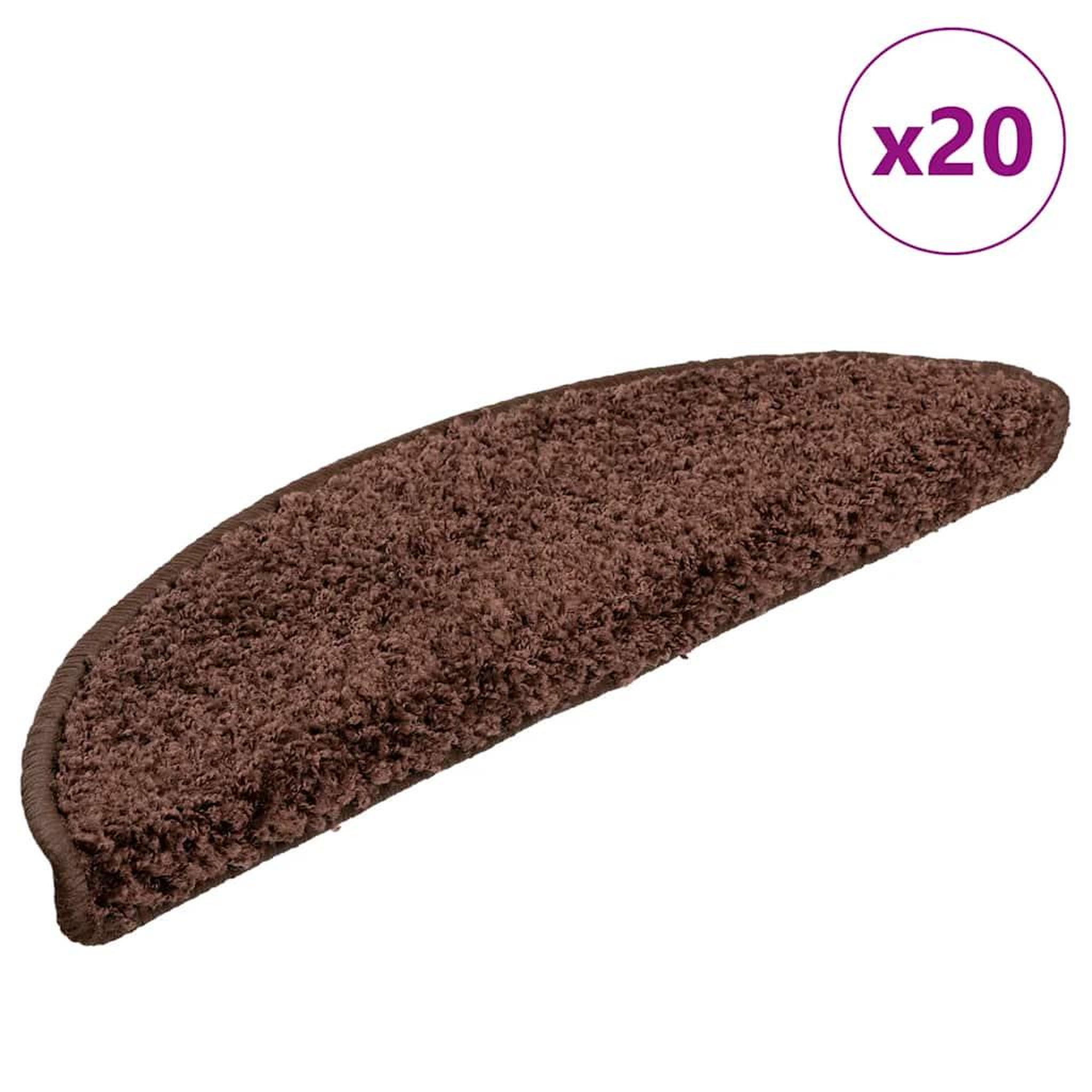VIDAXL Tapis d'escalier 20 pcs marron 56x17x3 cm