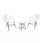CONCEPT USINE Salon de jardin 2 fauteuils oeuf + table basse blanc ACAPULCO