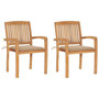 Voir la diapositive 1 : VIDAXL Chaises de jardin lot de 2 et coussins beige Bois teck massif