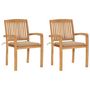 Voir la diapositive 1 : VIDAXL Chaises de jardin lot de 2 et coussins beige Bois teck massif