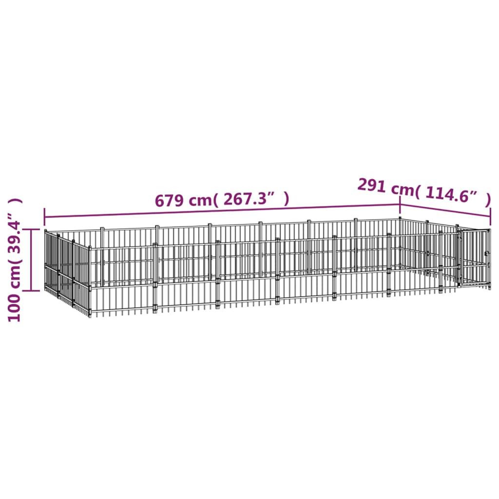 Voir la diapositive 6 : VIDAXL Chenil d'exterieur pour chiens Acier 19,76 m²