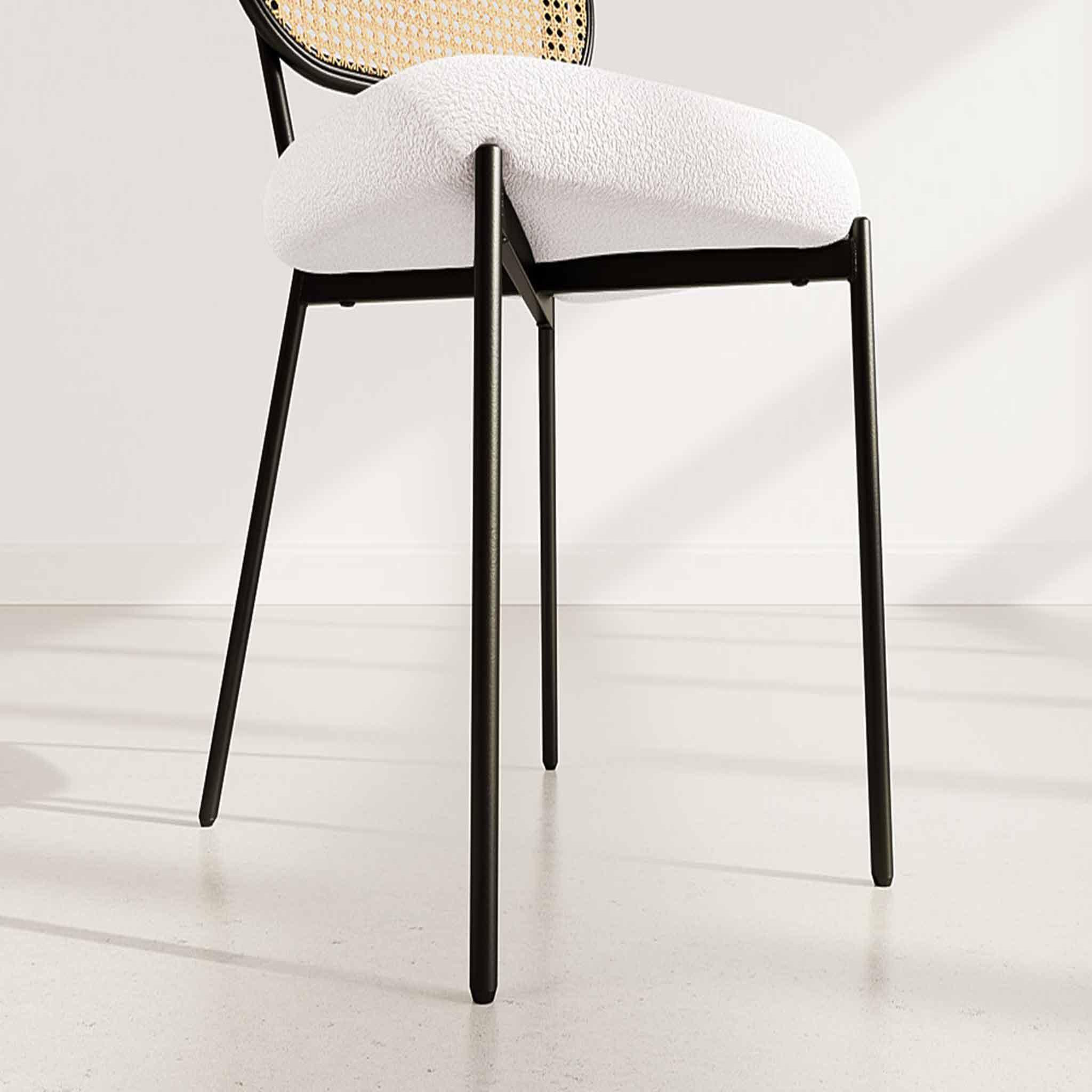 Voir la diapositive 5 : BEST MOBILIER Luciano - lot de 2 chaises cannage - dossier arrondi - en tissu bouclette