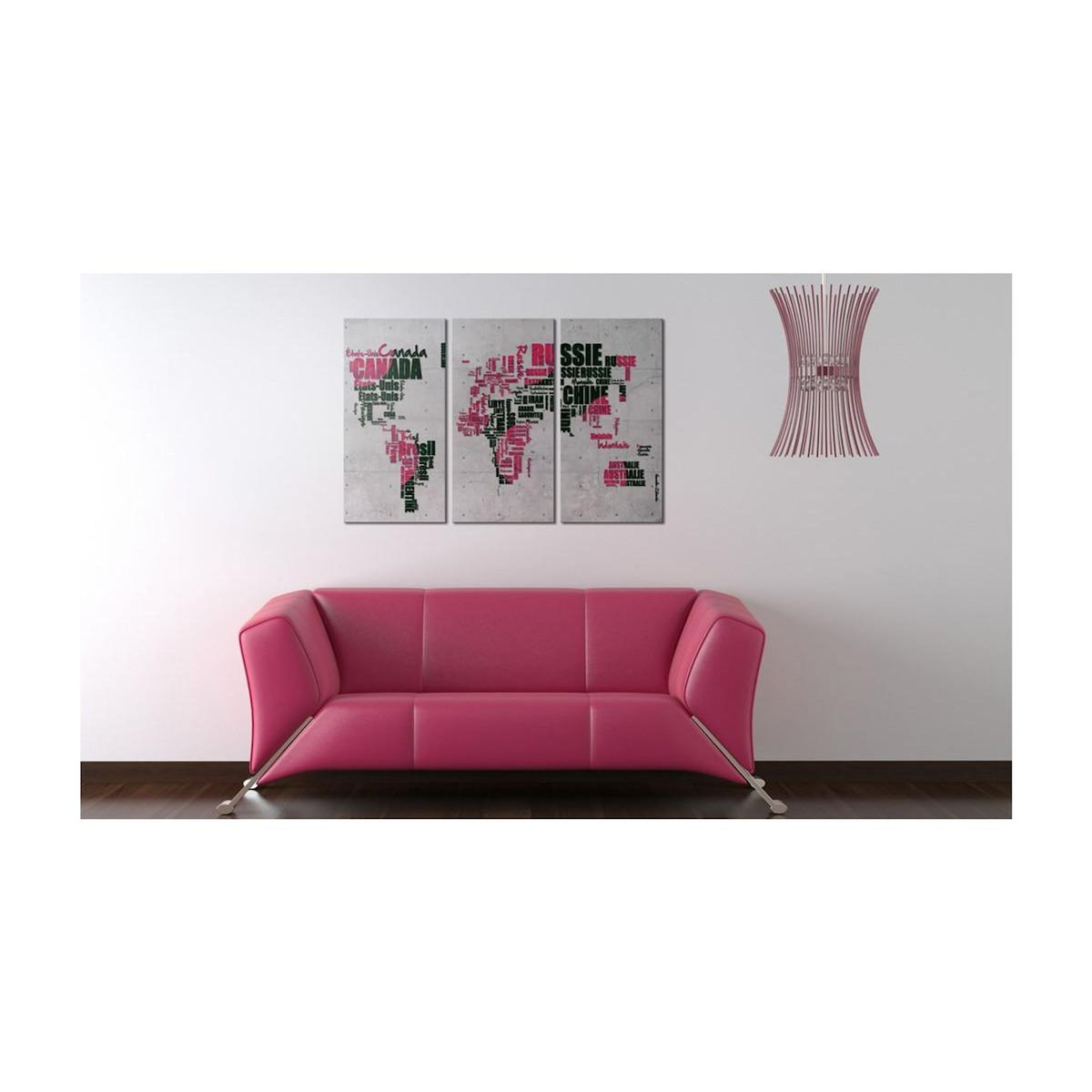 Paris Prix Tableau 3 Panneaux  Carte du Monde en Français