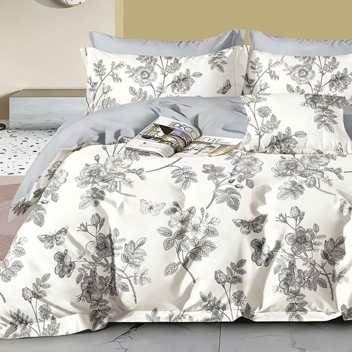 Home collection Parure housse de couette 100 % coton 57 fils Jouvelle