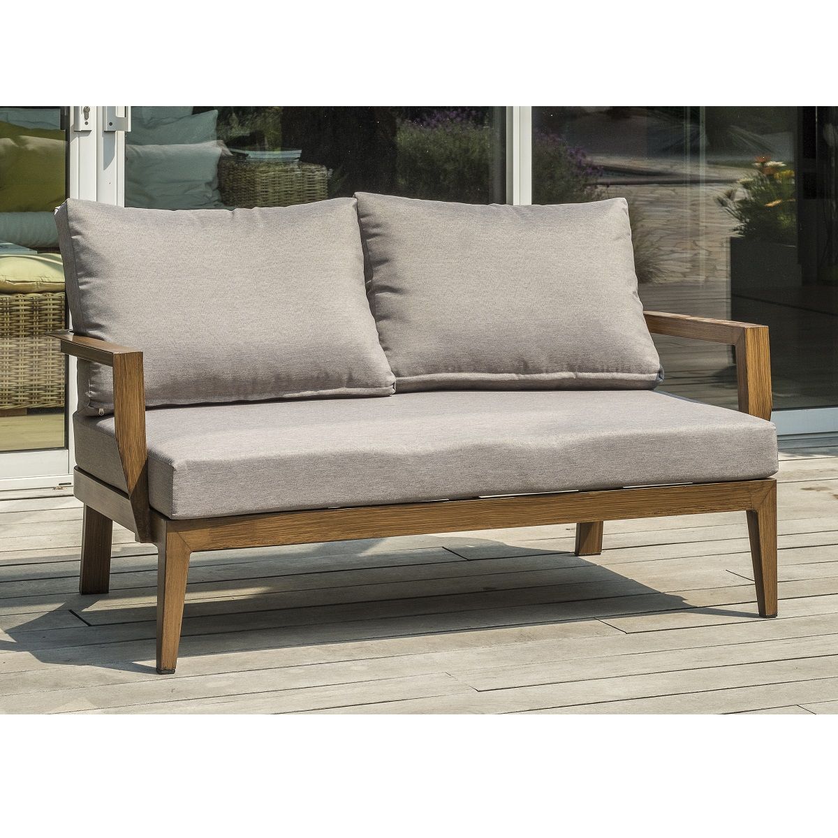 DCB GARDEN Salon bas de jardin - 4 places - Aluminium - Imitation bois - PORTOFINO S2