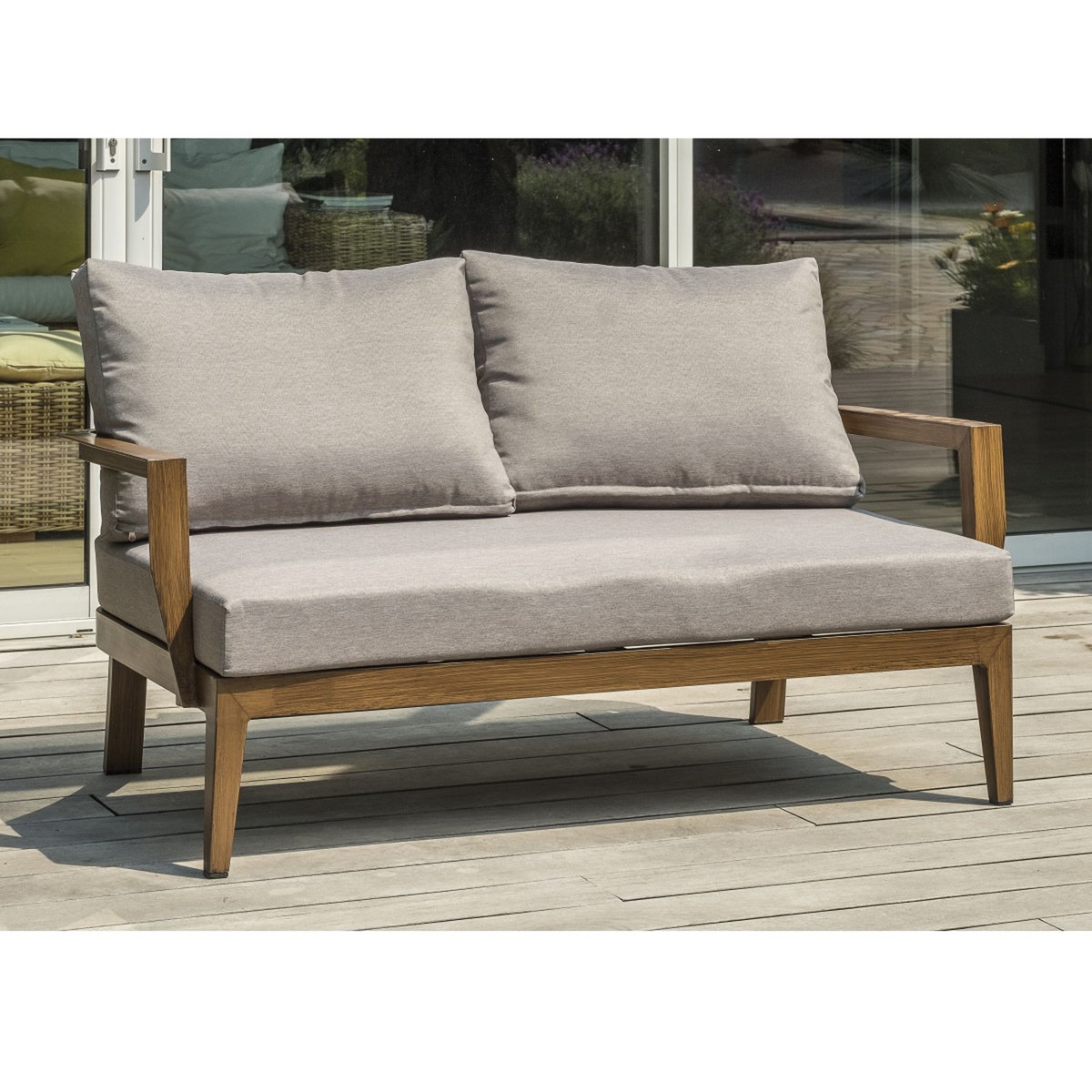 DCB GARDEN Salon bas de jardin - 4 places - Aluminium - Imitation bois - PORTOFINO S2