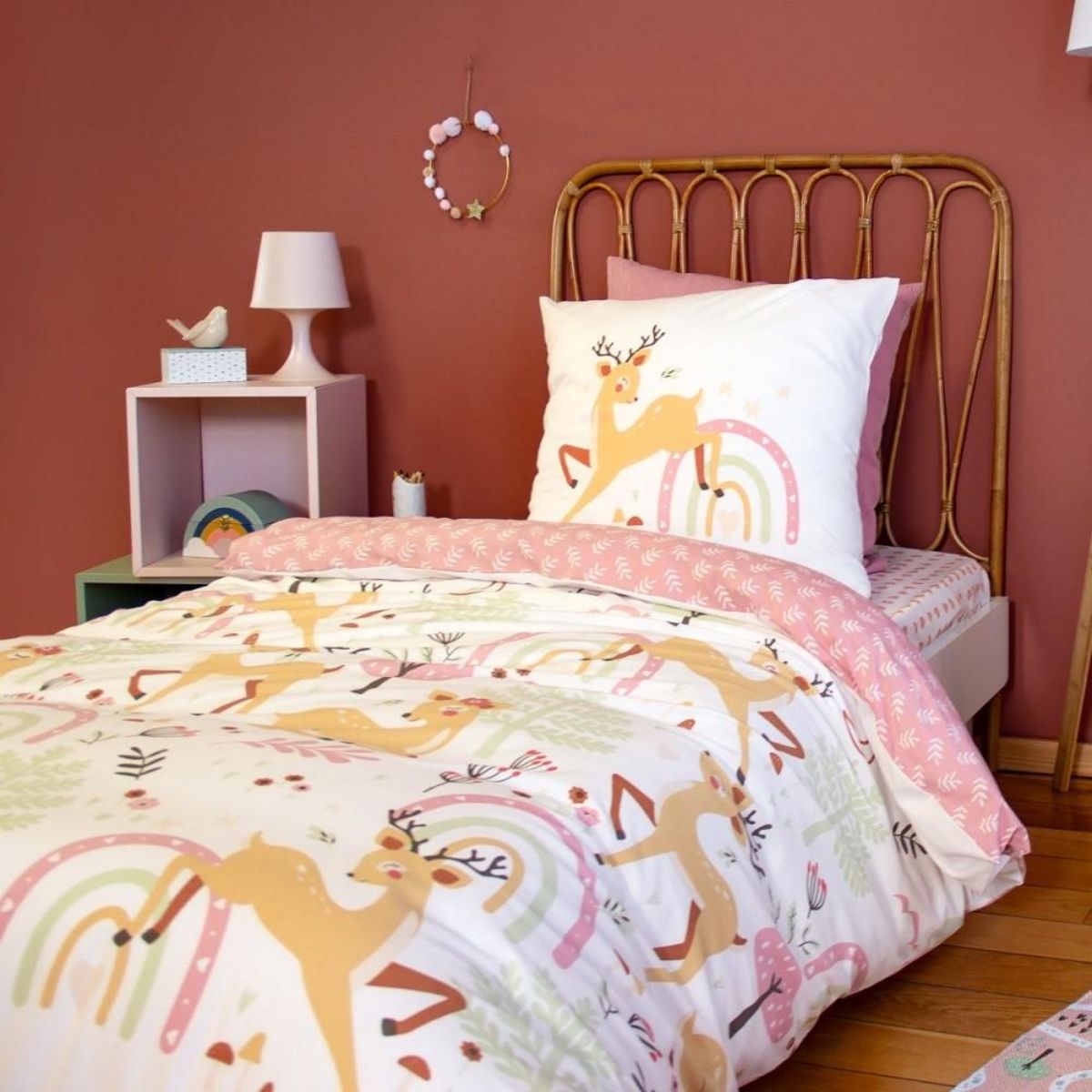 COTE DECO Housse de couette 140x200 + 1 taie BAMBINA