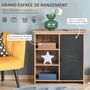 Voir la diapositive 5 : HOMCOM Buffet design industriel - meuble de rangement 3 niches placard - panneaux particules aspect bois veinage porte métal noir
