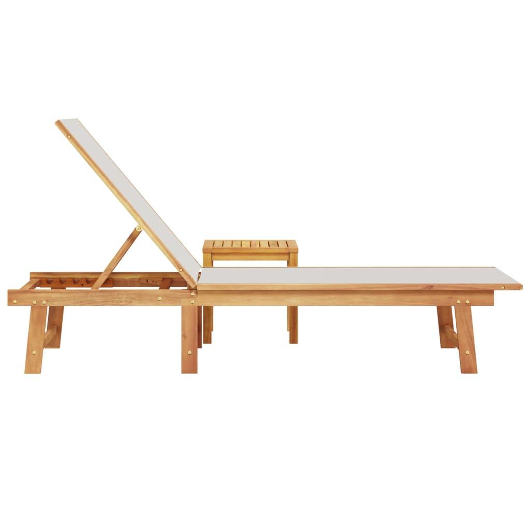 Voir la diapositive 4 : VIDAXL Chaise longue et table gris bois d'acacia solide et textilene
