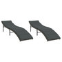Voir la diapositive 2 : VIDAXL Chaises longues lot de 2 avec coussins gris resine tressee