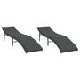 Voir la diapositive 2 : VIDAXL Chaises longues lot de 2 avec coussins gris resine tressee