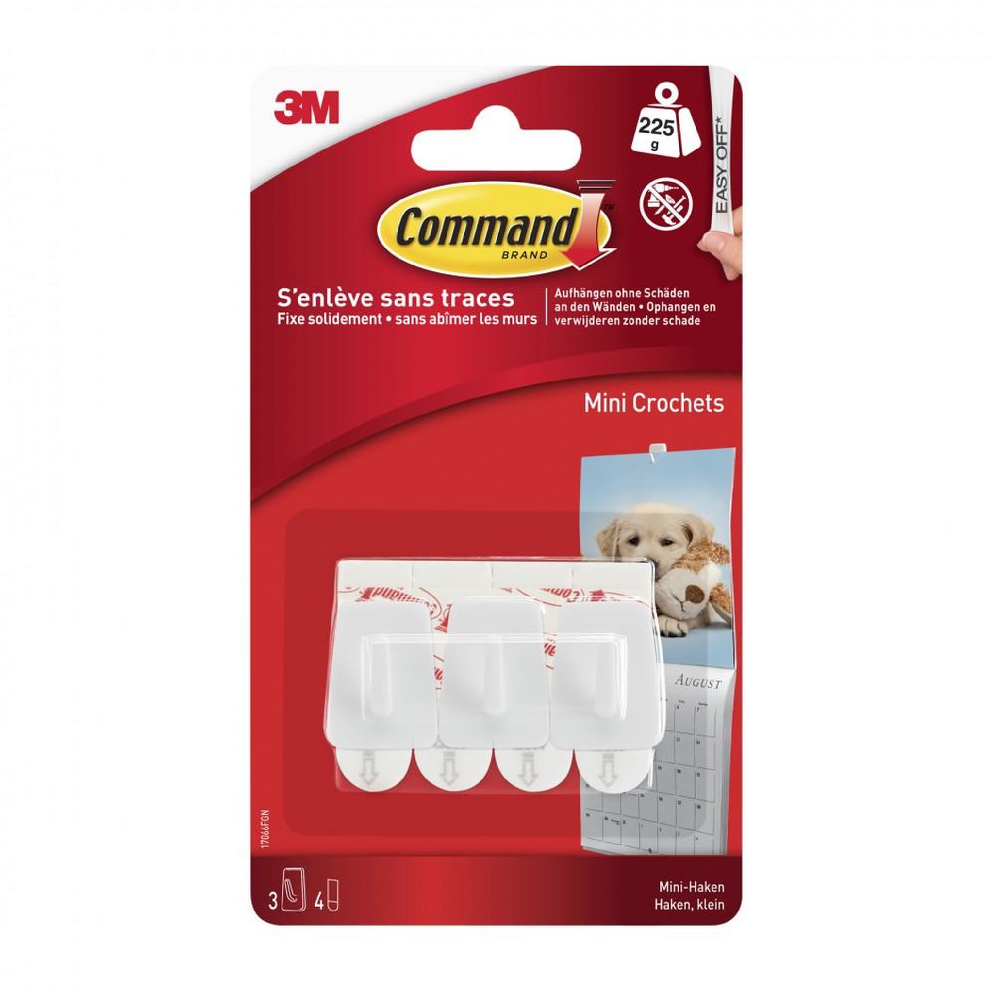 CENTRALE BRICO Lot de 3 crochets adhésif Taille s, COMMAND, blanc 0.225 kg