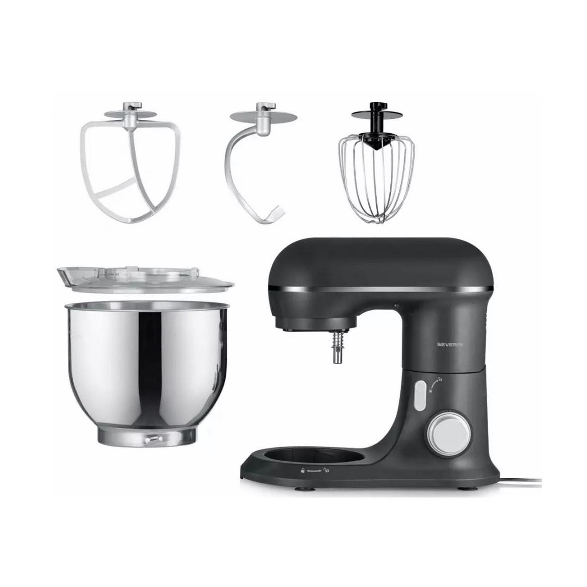 Voir la diapositive 4 : SEVERIN Robot pétrin 5.3l 1200w noir mat - km3899