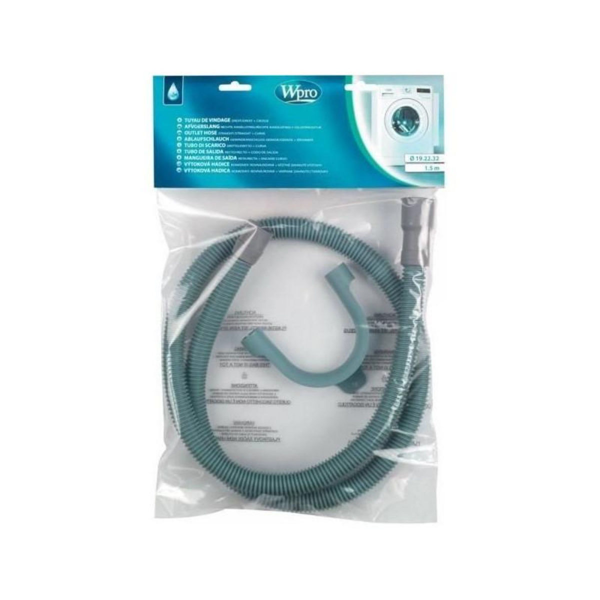 WPRO Wpro TVS154 - Tuyau de vidange droit / droit 1,5 m - livre avec crosse