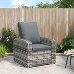VIDAXL Fauteuil inclinable de jardin avec coussins gris resine tressee