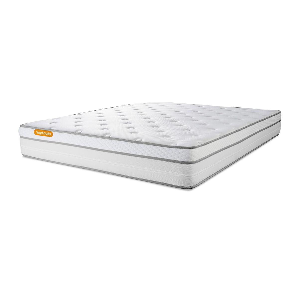 SEPTNUITS Matelas Memo Luxe  Ressorts ensachés + mémoire de forme 5 zones de confort MAXI épaisseur