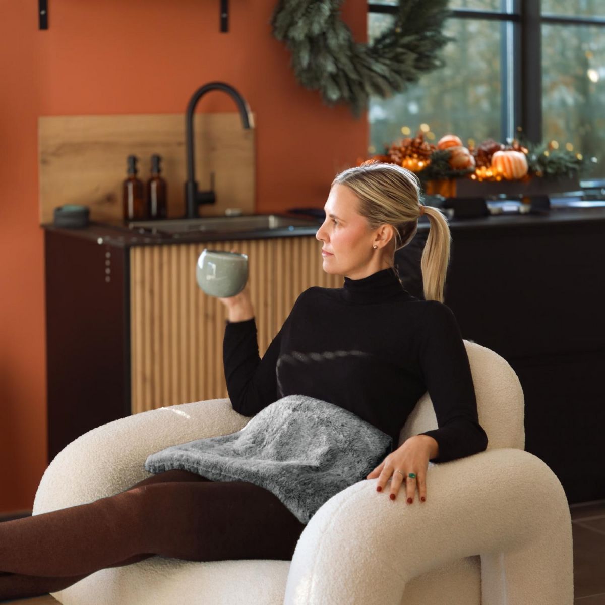 VIVEZEN Bouillotte, coussin chauffant 45 x 30 cm pour le dos ou autres parties du corps - Cosy - Gris