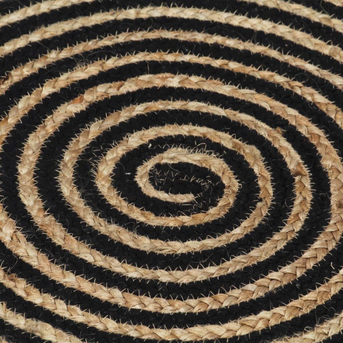 VIDAXL Tapis fait a la main Jute avec design de spirale Noir 90 cm
