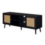 Voir la diapositive 5 : BEST MOBILIER Goto - meuble tv - noir et cannage - 140 cm