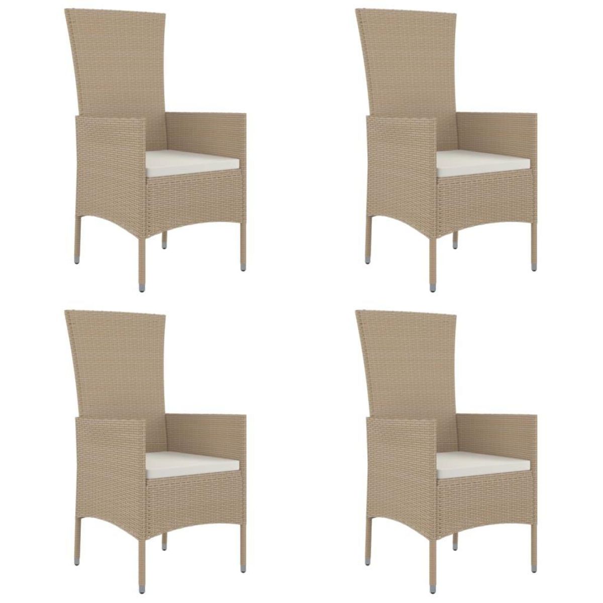 VIDAXL Chaises de jardin avec coussins lot de 4 Resine tressee Beige