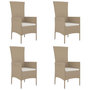 Voir la diapositive 2 : VIDAXL Chaises de jardin avec coussins lot de 4 Resine tressee Beige