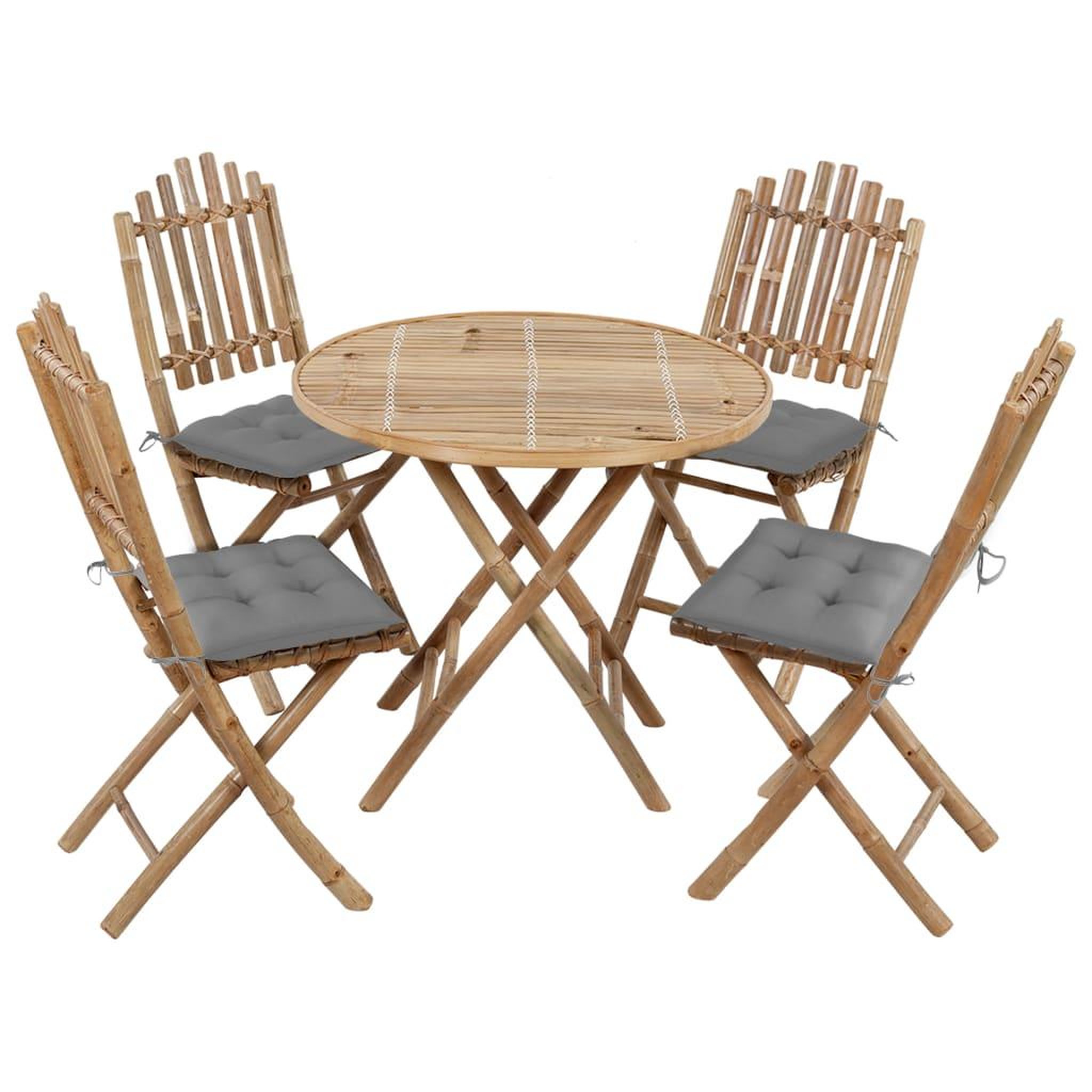 VIDAXL Ensemble a manger d'exterieur pliable 5pcs avec coussins bambou