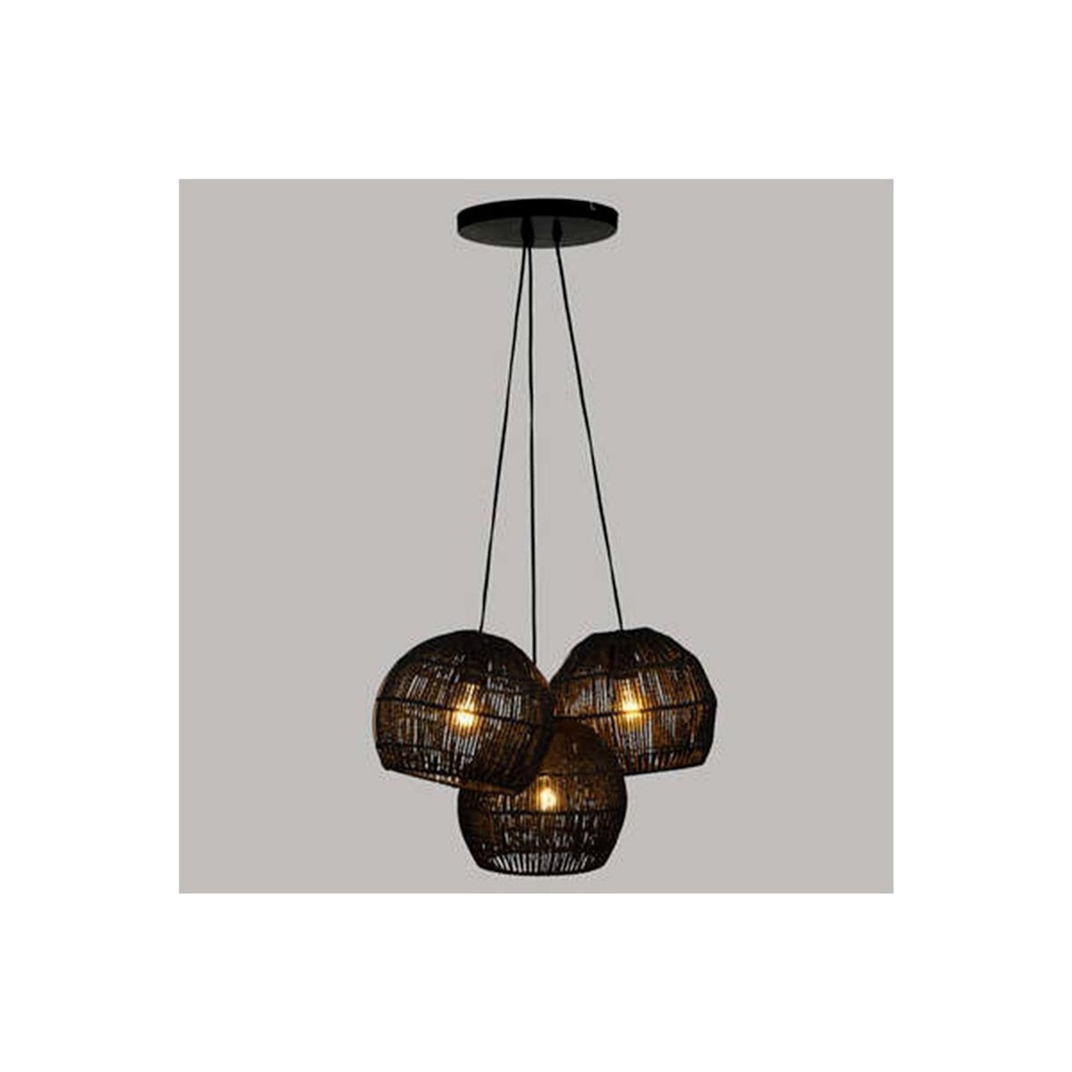 ATMOSPHERA Lampe Suspension 3 Têtes  Tropique  95cm Noir