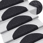 VIDAXL Tapis d'escalier auto-adhesif Poinçon aiguillete 15 pcs Noir