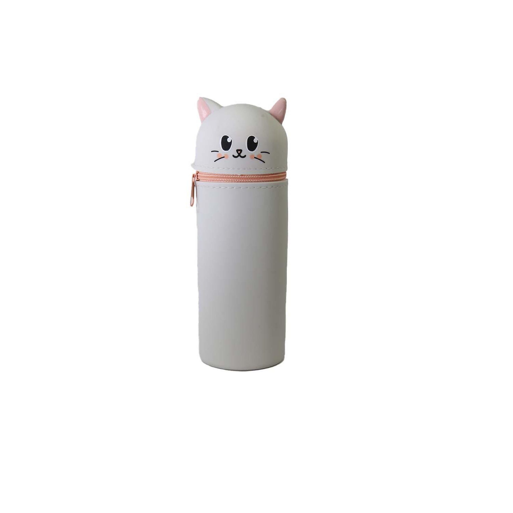 Bagtrotter Trousse scolaire cylindrique Chat - Gris - Fille - 1 compartiment