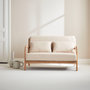 Voir la diapositive 2 : SWEEEK Banquette 2 places scandinave en bois et tissu beige. Lorens. L 124 x P 83 x H 77cm