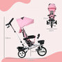 Voir la diapositive 3 : HOMCOM Tricycle enfant évolutif pliable pare-soleil canne télescopique amovible siège réversible rose