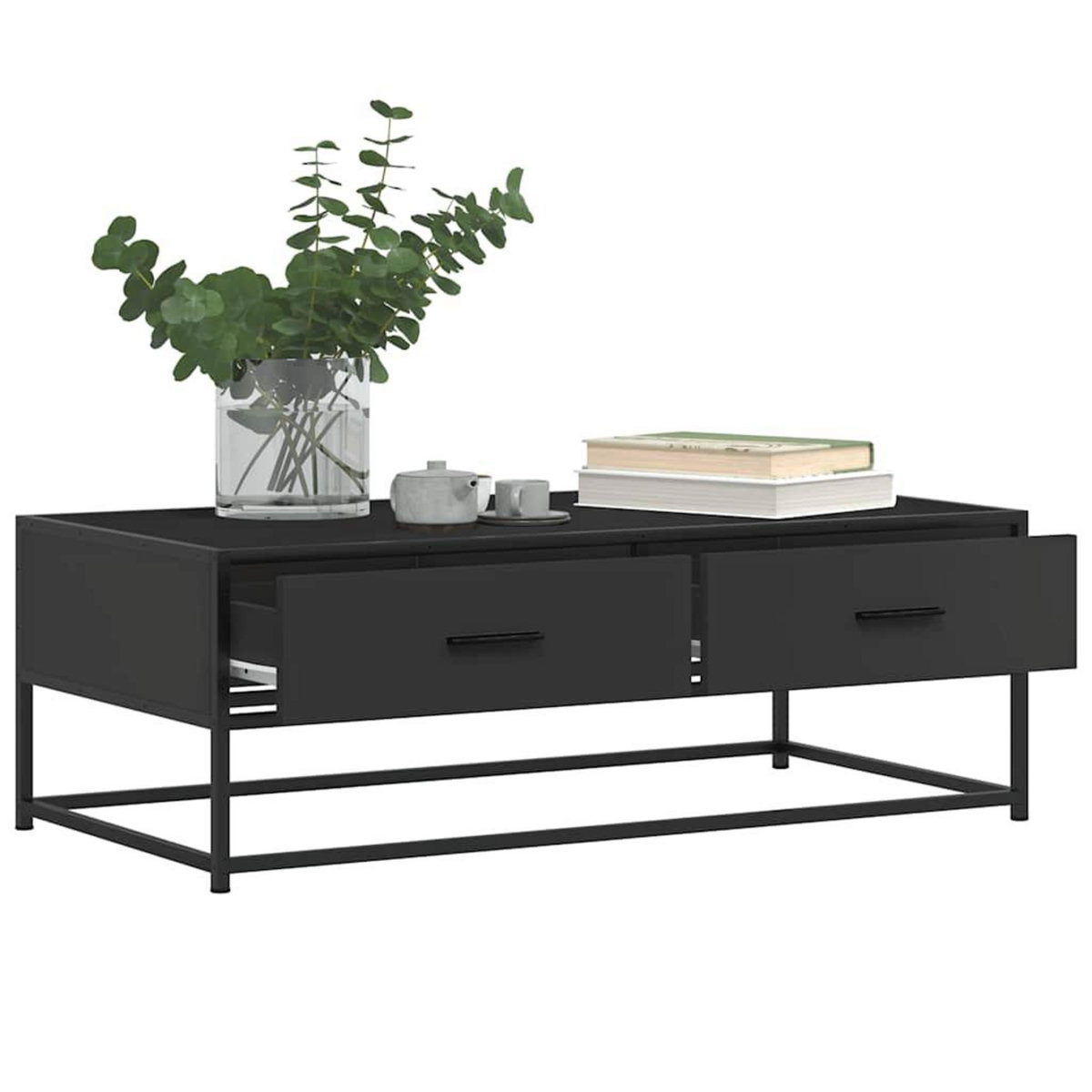 VIDAXL Table basse noir 100x50x35 cm bois d'ingenierie et metal