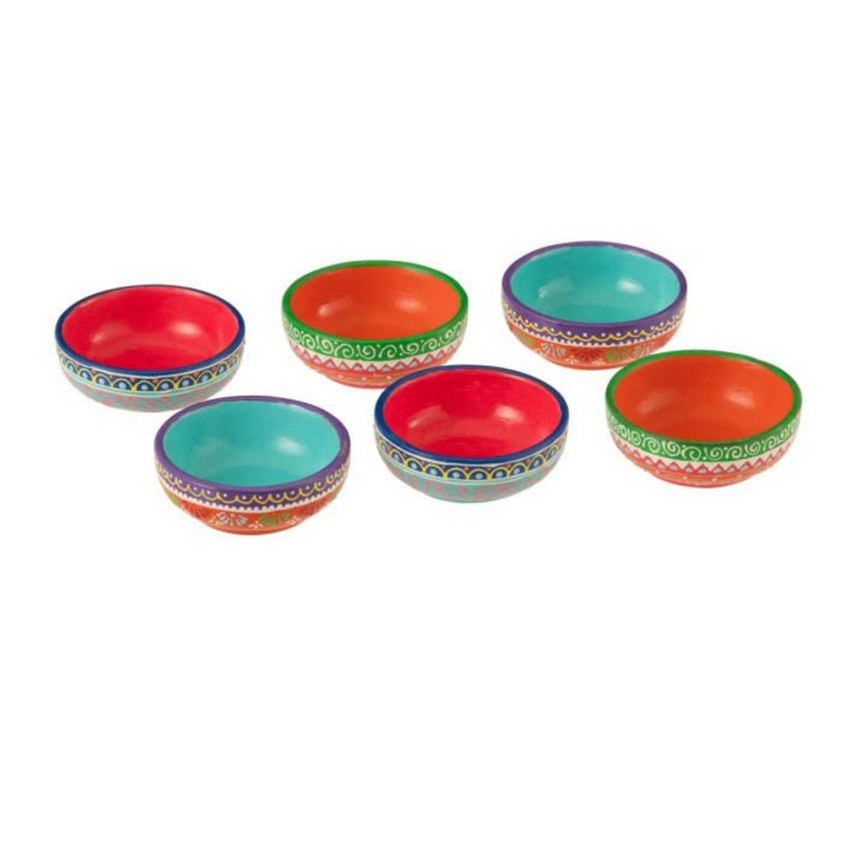 Paris Prix Lot de 6 Coupelles en Terre Cuite  Mumbai  8cm Multicolore