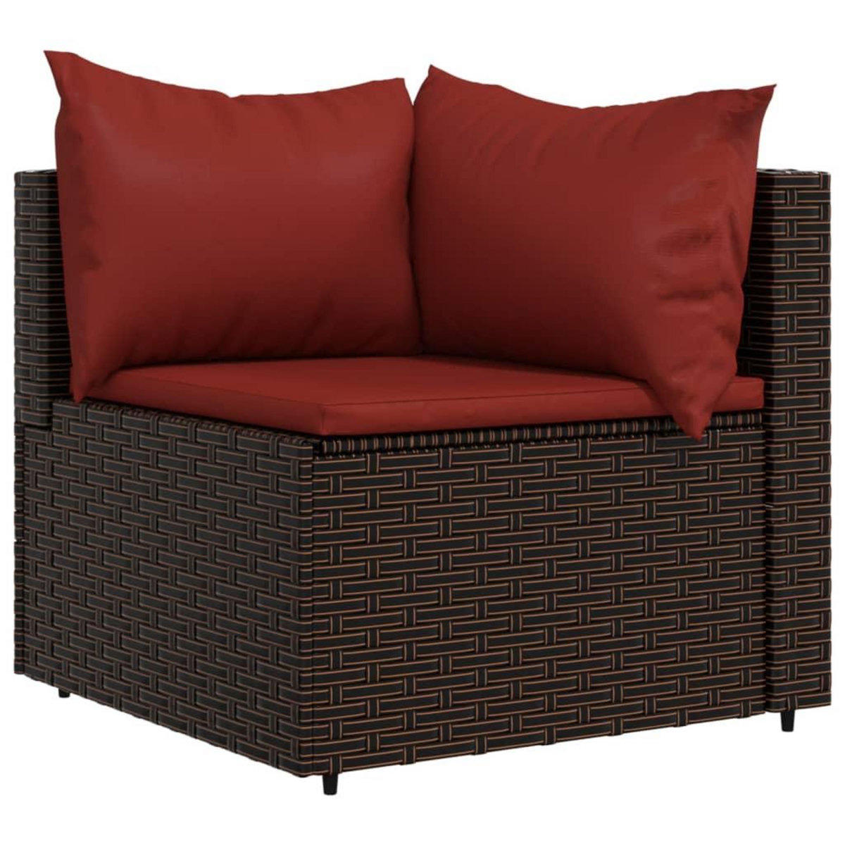 VIDAXL Salon de jardin 3 pcs avec coussins marron resine tressee
