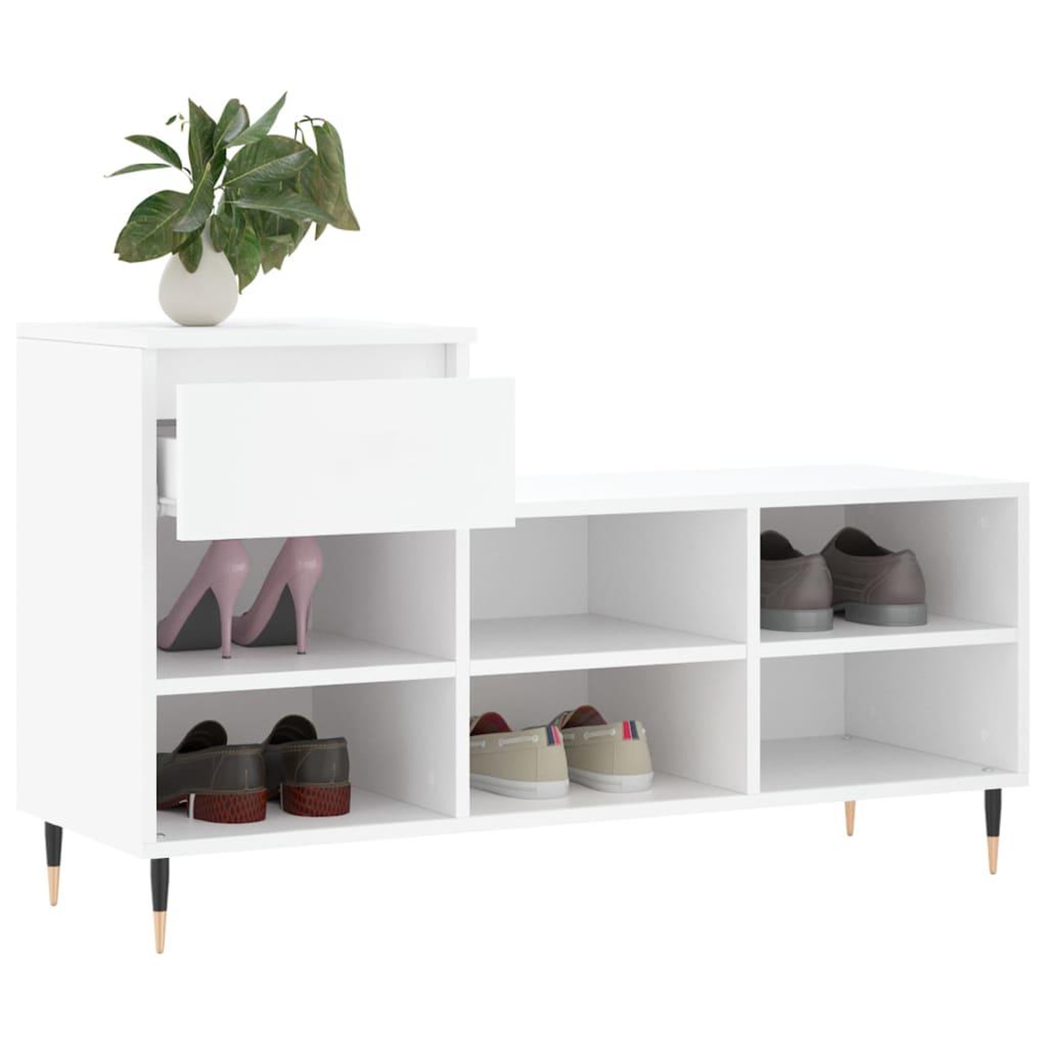 Voir la diapositive 4 : VIDAXL Armoire a chaussures Blanc 102x36x60 cm Bois d'ingenierie