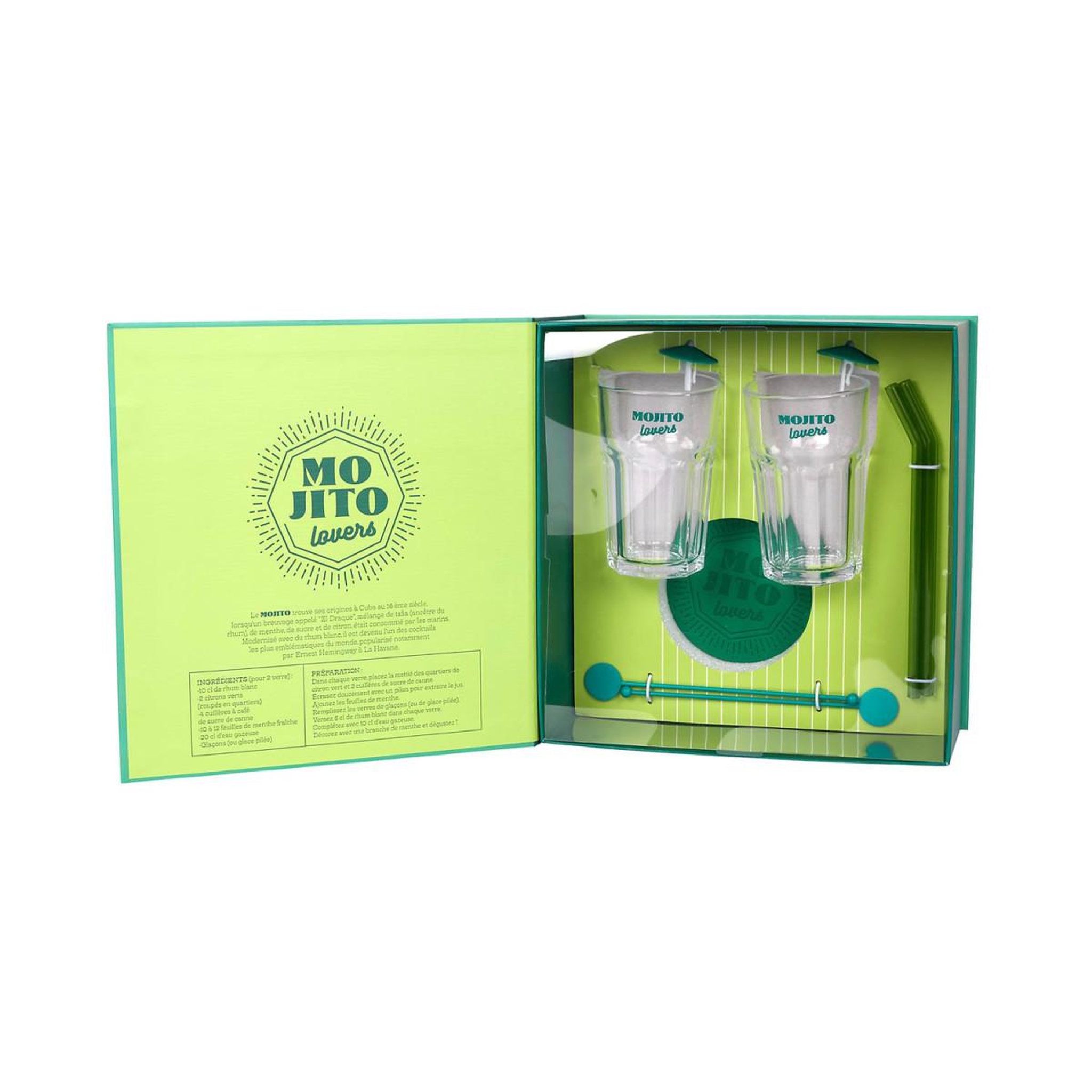 Voir la diapositive 2 : COOK CONCEPT Coffret cocktail 10 pièces  mojito  12cm vert