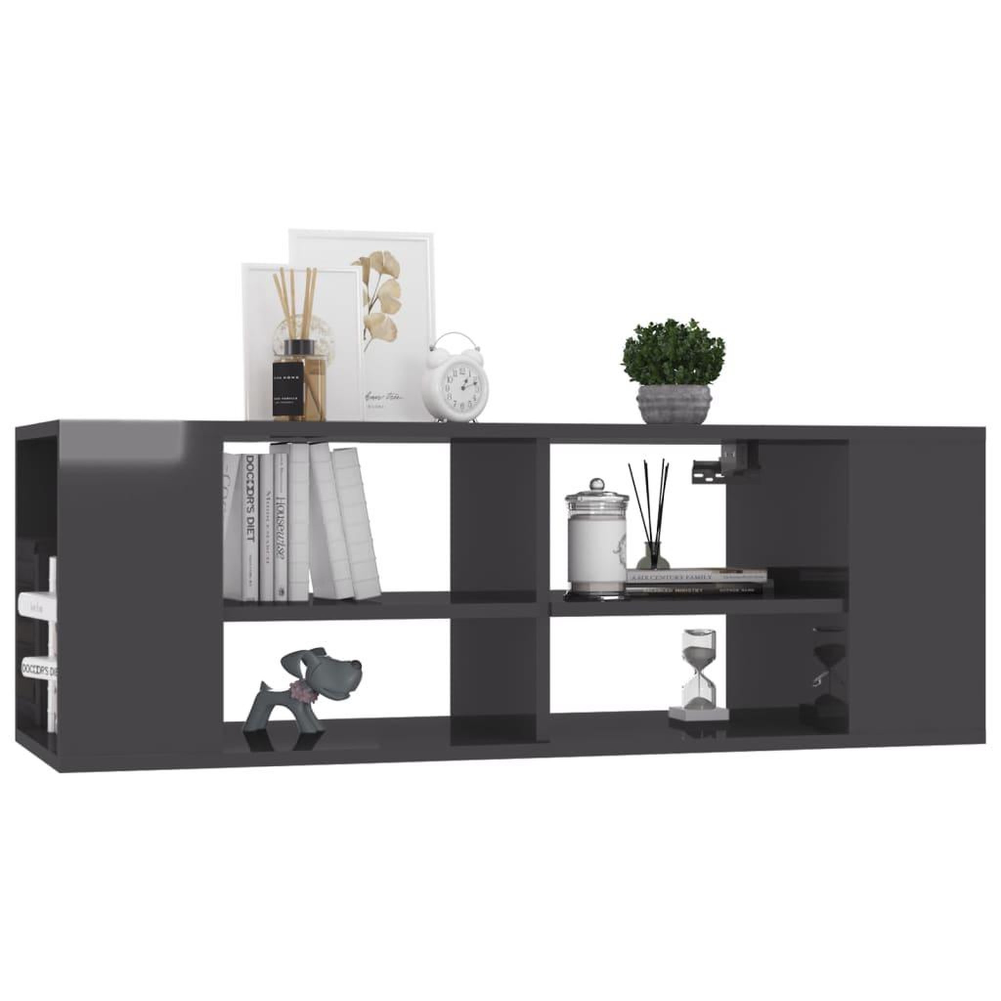 Voir la diapositive 3 : VIDAXL Meuble TV mural Gris brillant 102x35x35 cm Bois d'ingenierie
