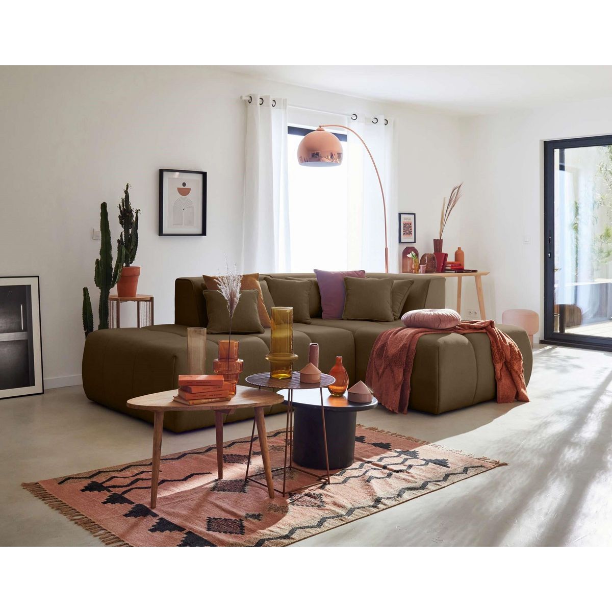 LISA DESIGN Caracas - canapé modulable d'angle droit - 4 places - en tissu