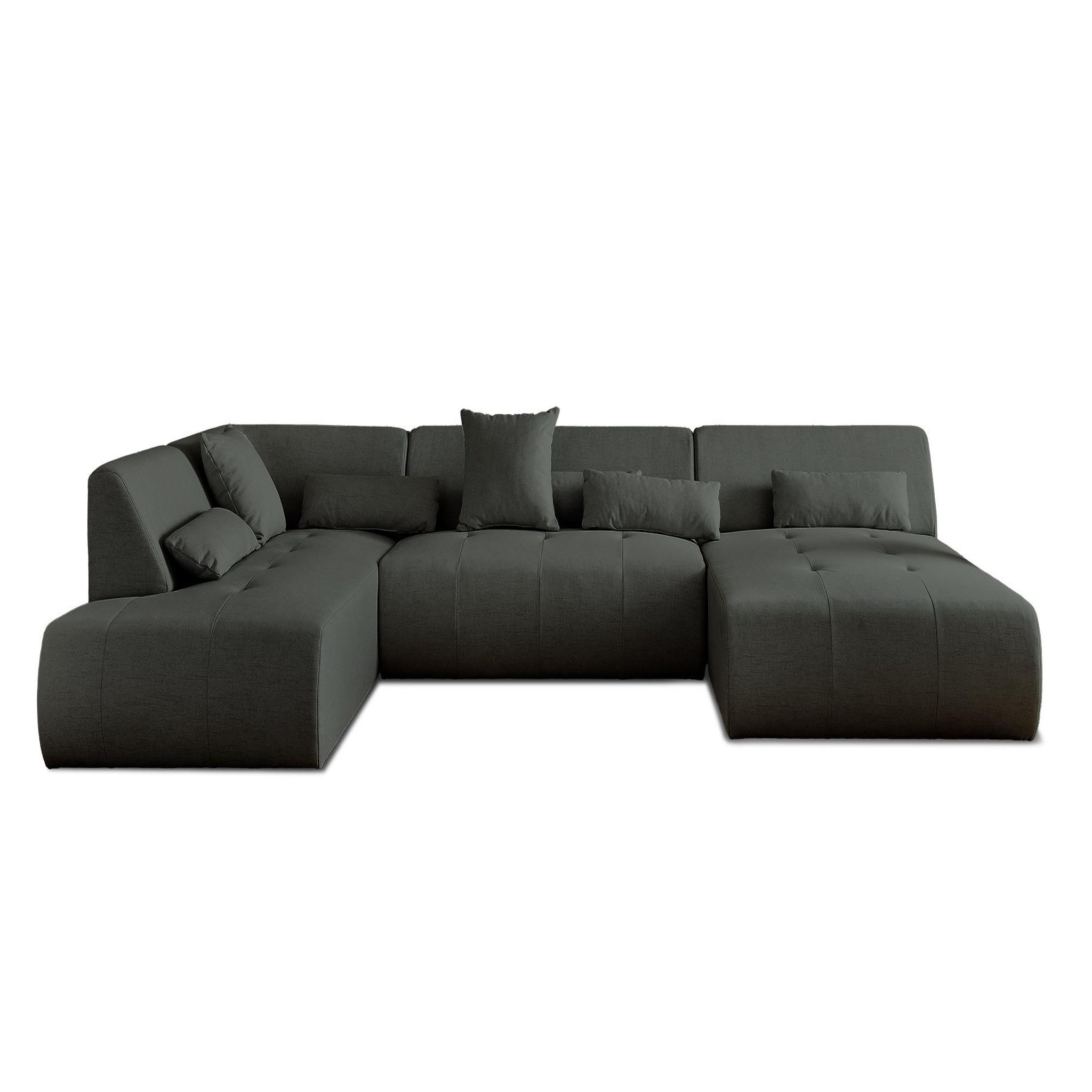 Voir la diapositive 1 : BEST MOBILIER Onyx - canapé panoramique d'angle gauche 7 places - en tissu