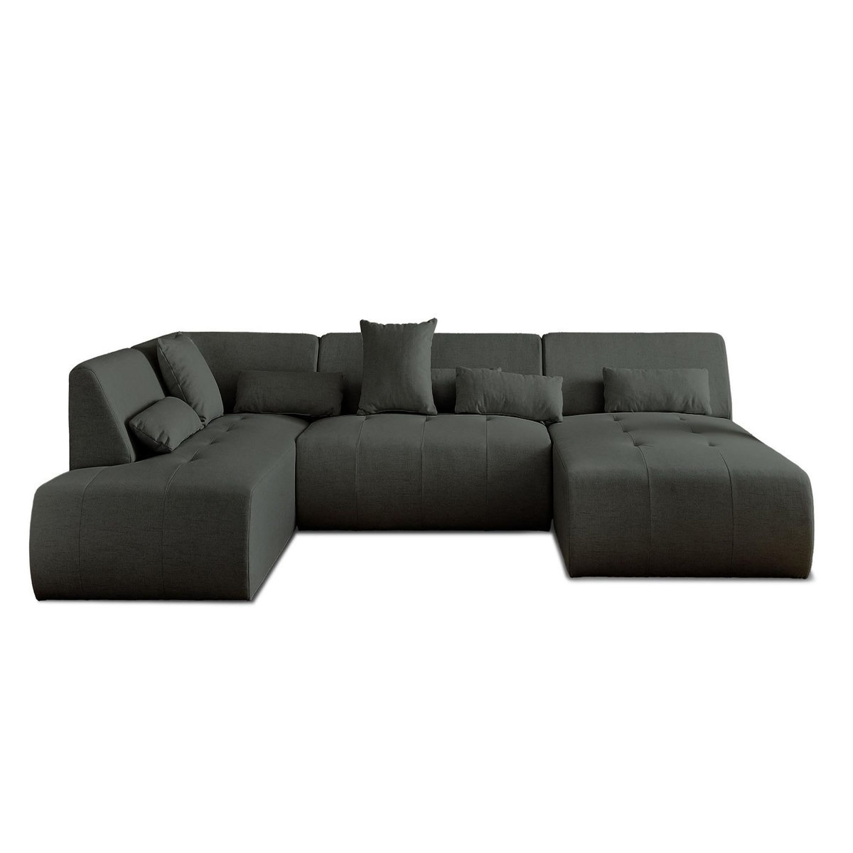 LISA DESIGN Onyx - canapé panoramique d'angle gauche 7 places - en tissu