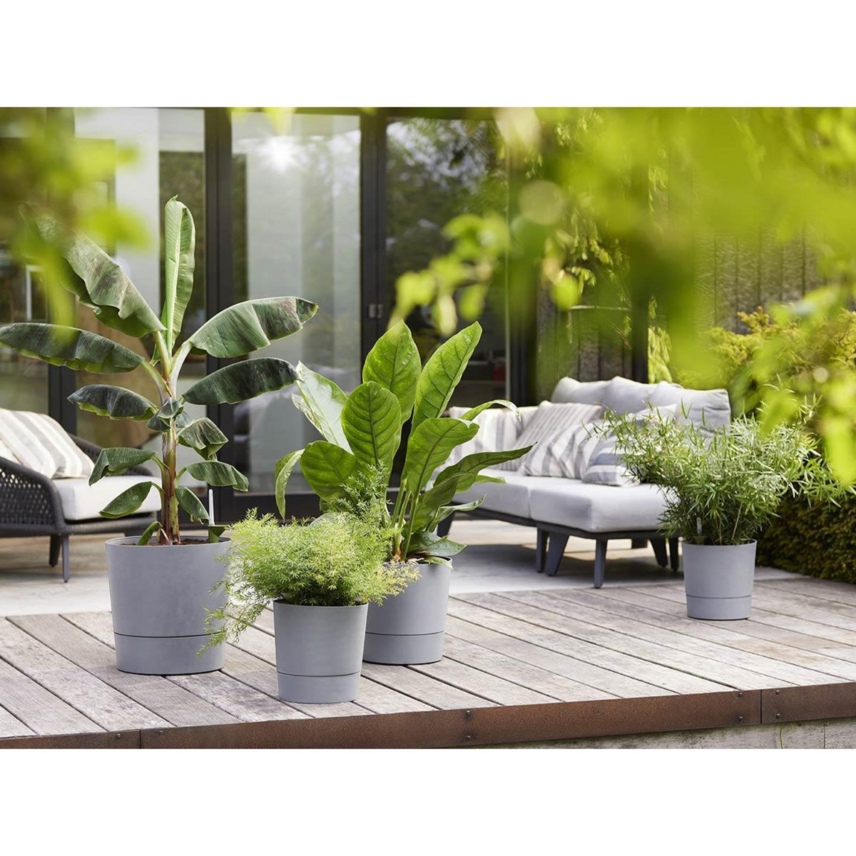 ELHO Pot de fleurs rond extérieur/intérieur Ø 30 cm Elho Aqua Care Greensense gris ciment