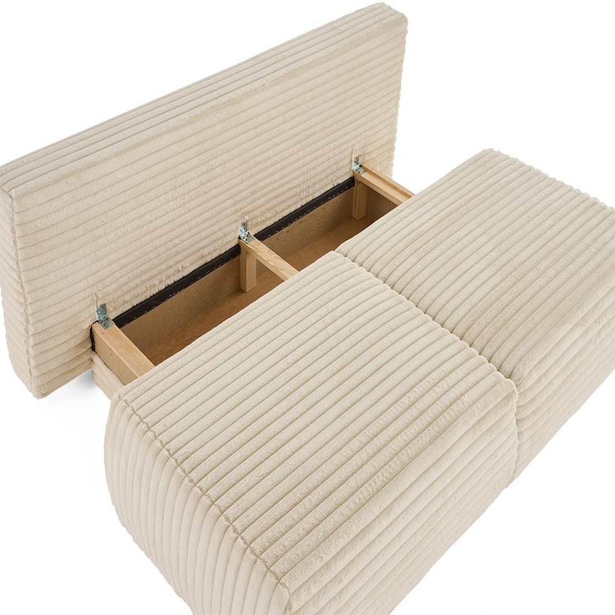 Voir la diapositive 3 : BEST MOBILIER Marvin - canapé 3 places convertible et coffre en fausse fourrure côtelée avec 2 coussins boule inclus