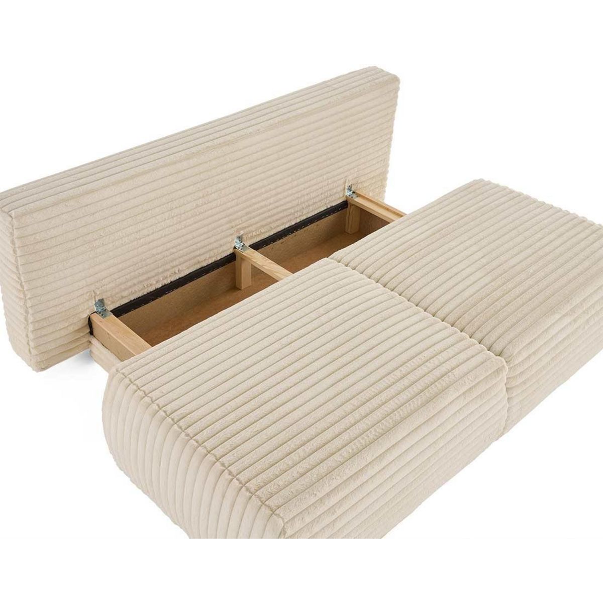 BEST MOBILIER Marvin - canapé 3 places convertible et coffre en fausse fourrure côtelée avec 2 coussins boule inclus