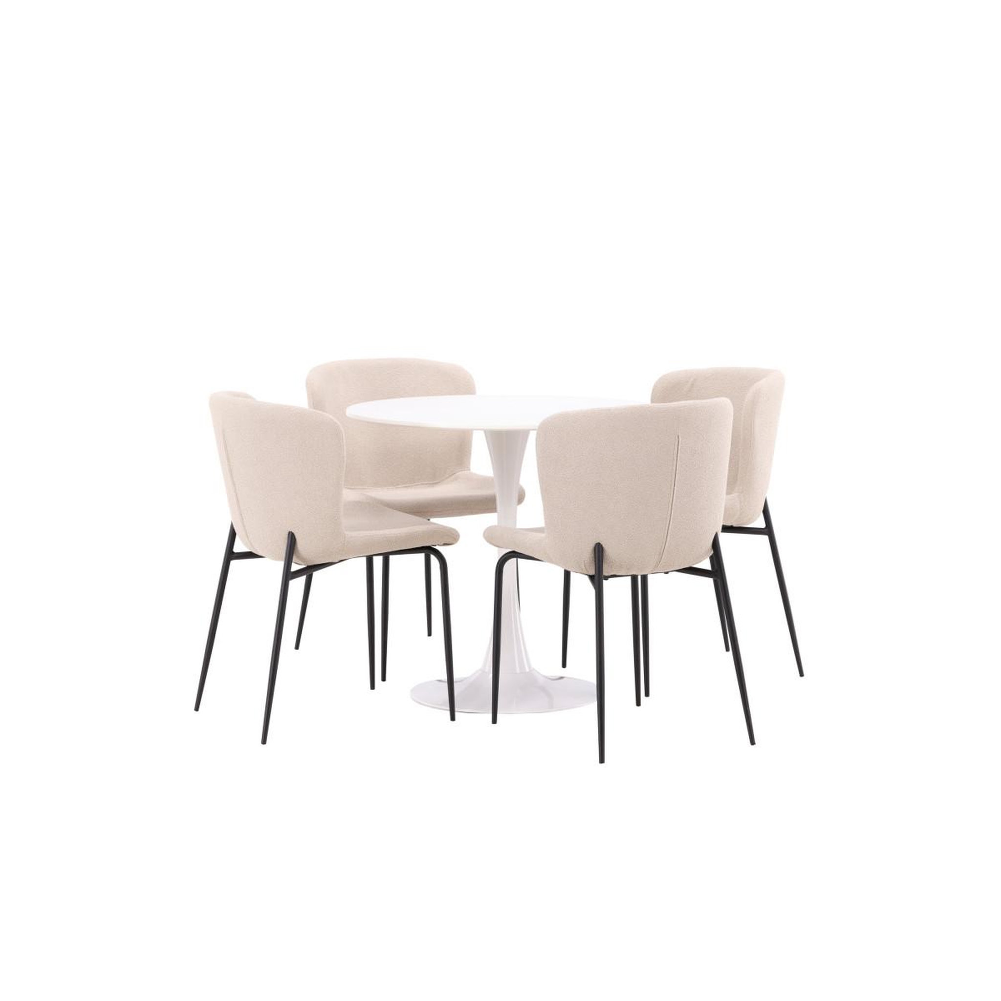 Voir la diapositive 3 : Paris Prix Ensemble table à manger & 4 chaises  hamden & modesto  80cm blanc & beige