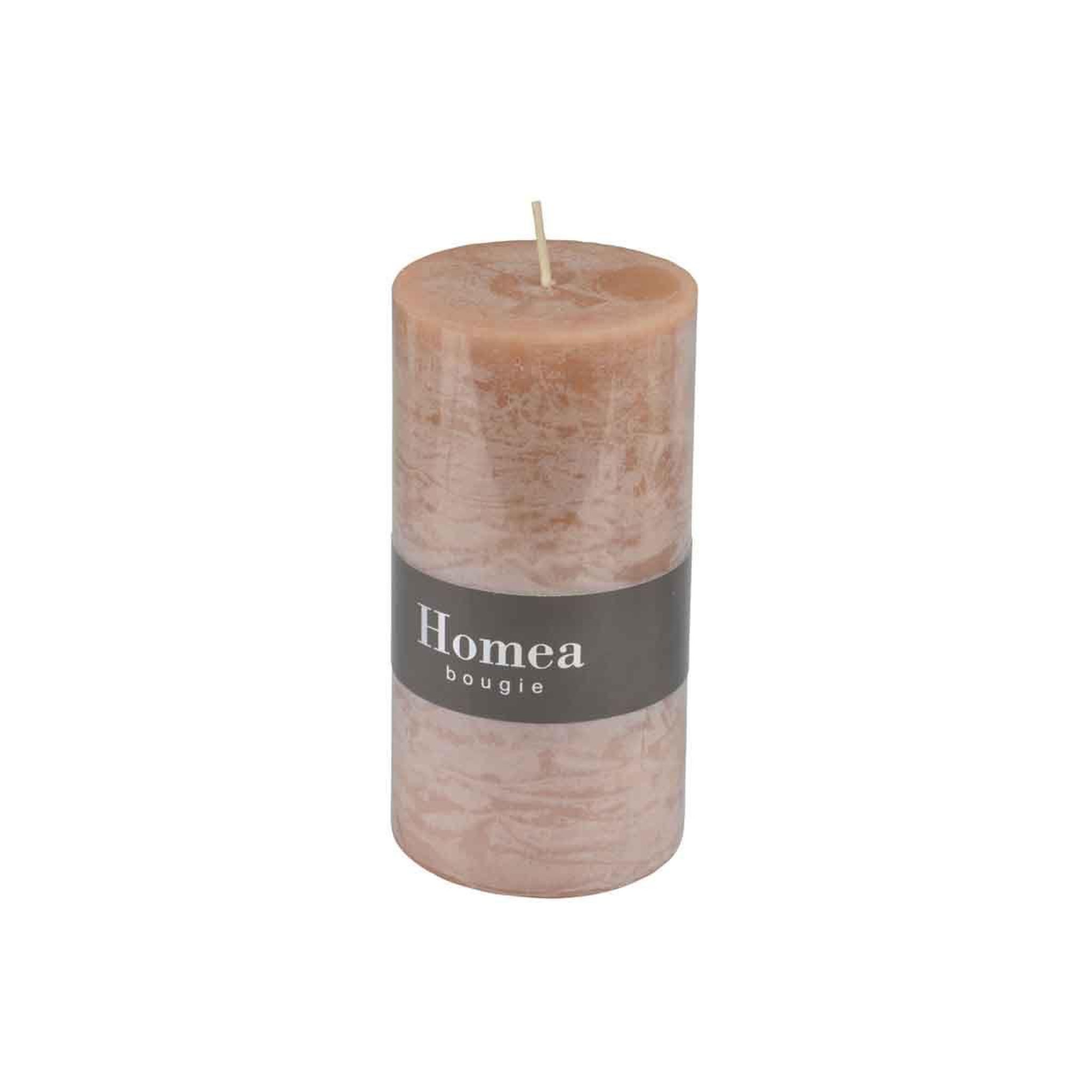Voir la diapositive 2 : HOMEA Bougie pilier déco  rustique  10cm taupe