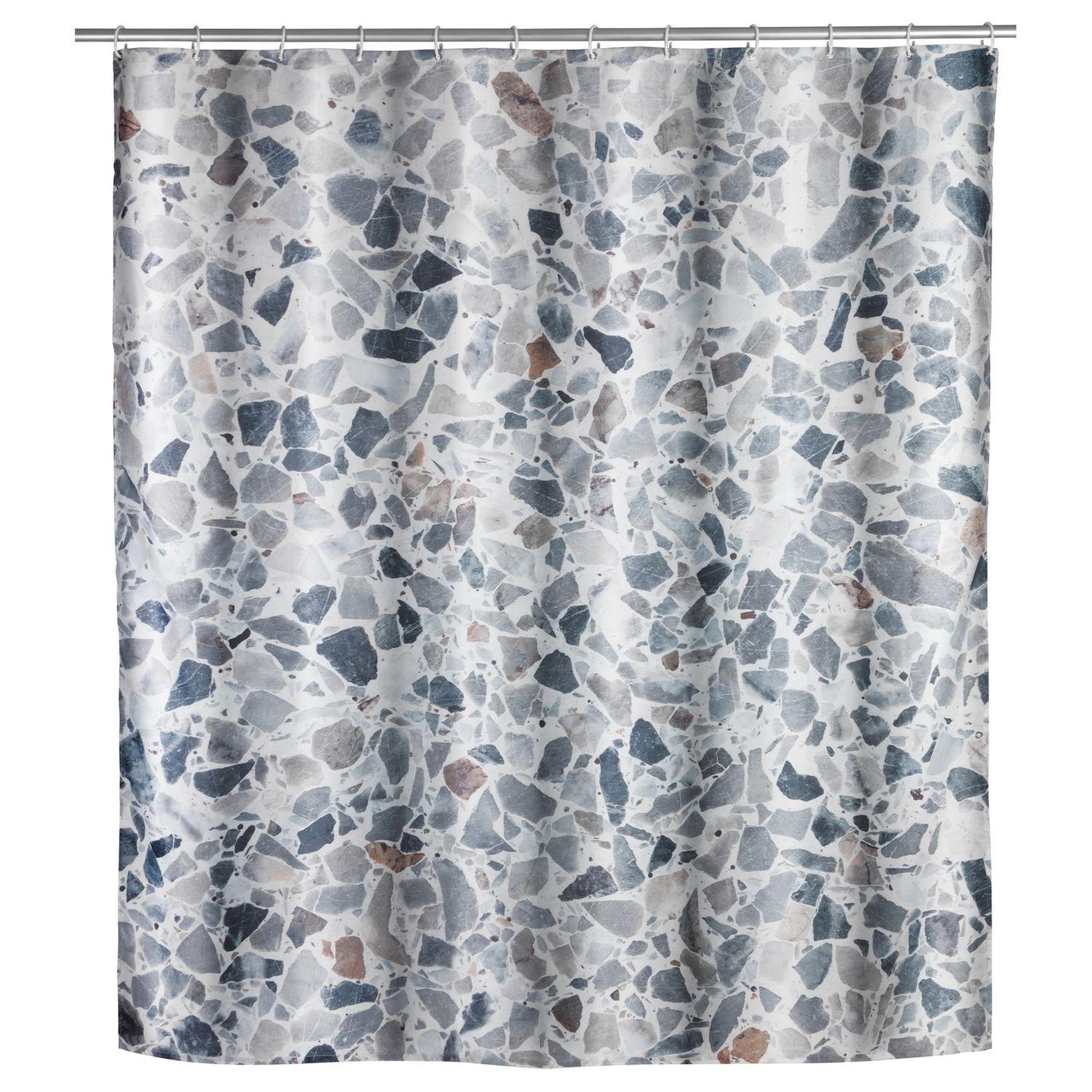 Wenko Rideau de douche design terrazzo - polyester - 180 x 200 cm - gris