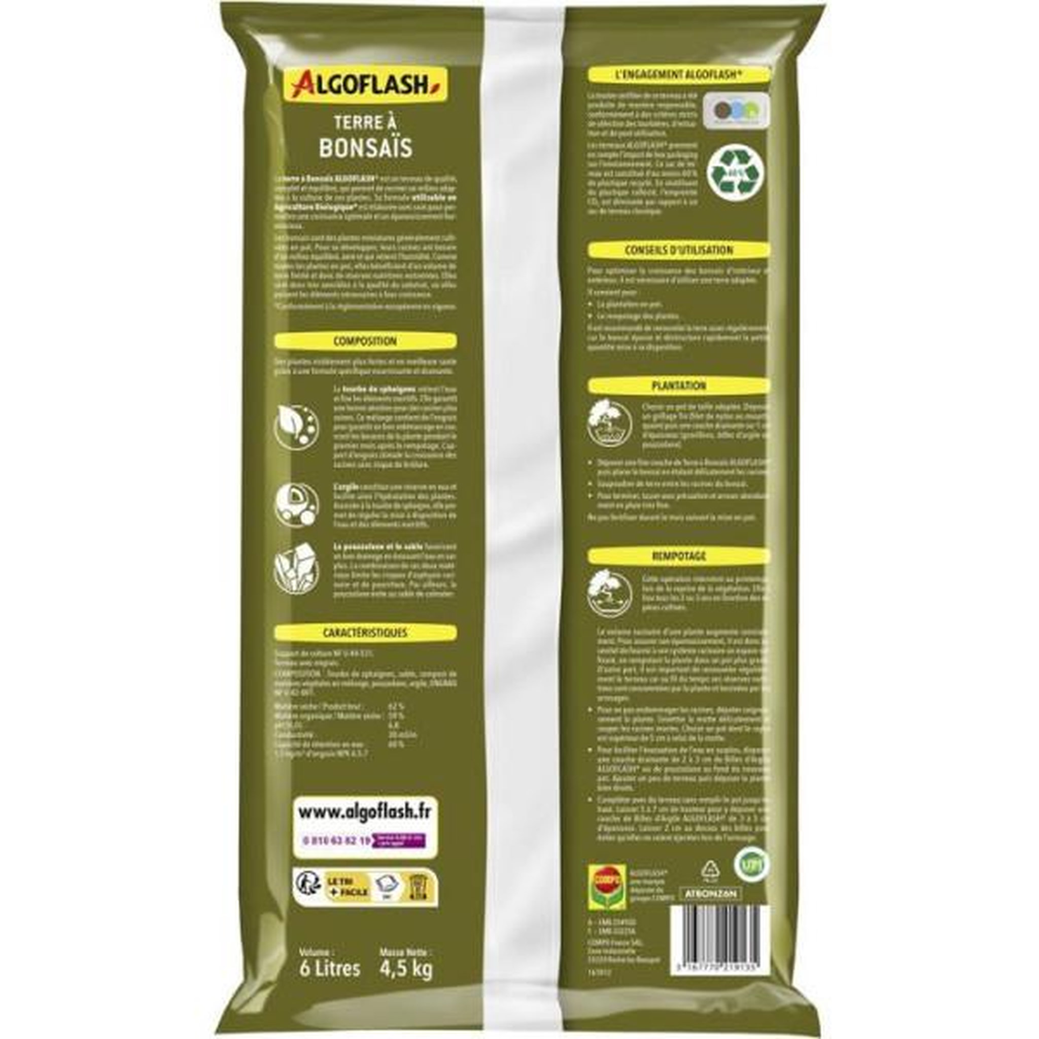 Voir la diapositive 2 : ALGOFLASH Terre a bonsais - algoflash - 6 l