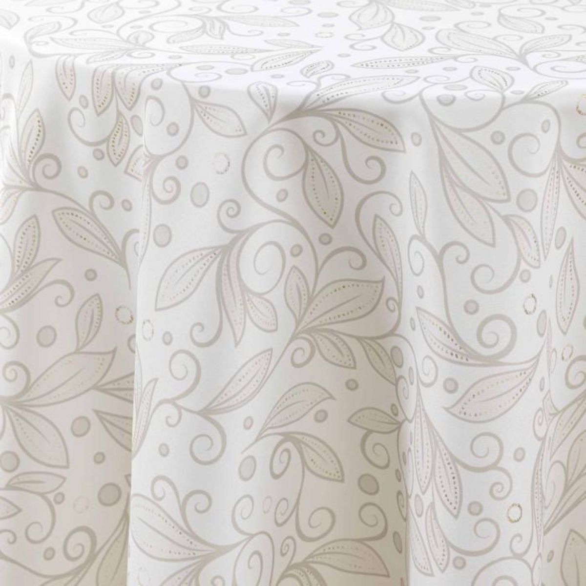 Paris Prix Nappe Ronde Antitache Imprimé  Leya  180cm Naturel